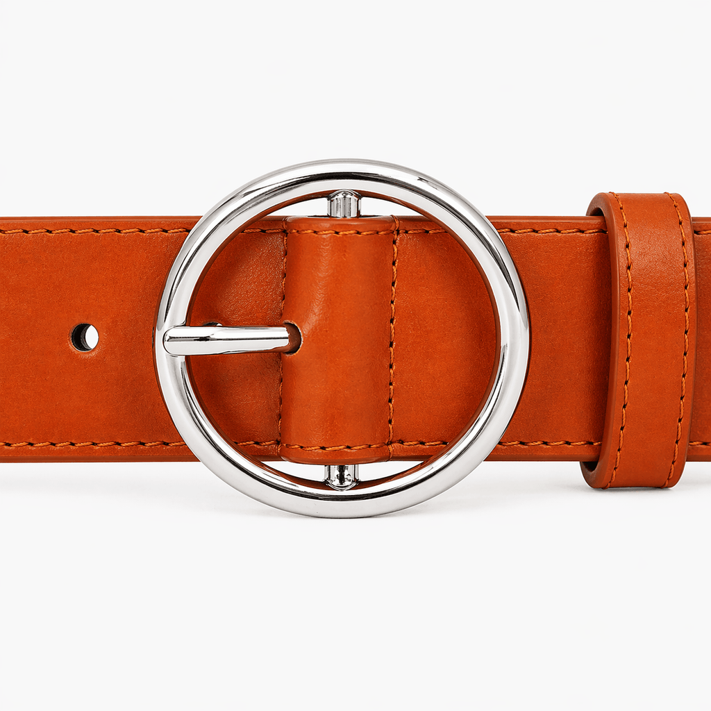 Ceinture boucle arrondie argentée femme - VOVTEL
