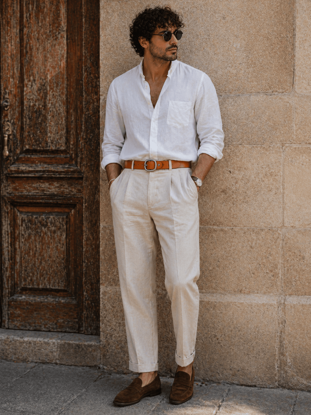 Ceinture boucle arrondie luxe homme - TAMILX