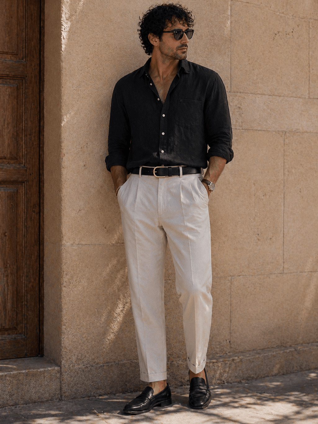 Ceinture boucle arrondie style homme - BOVERN
