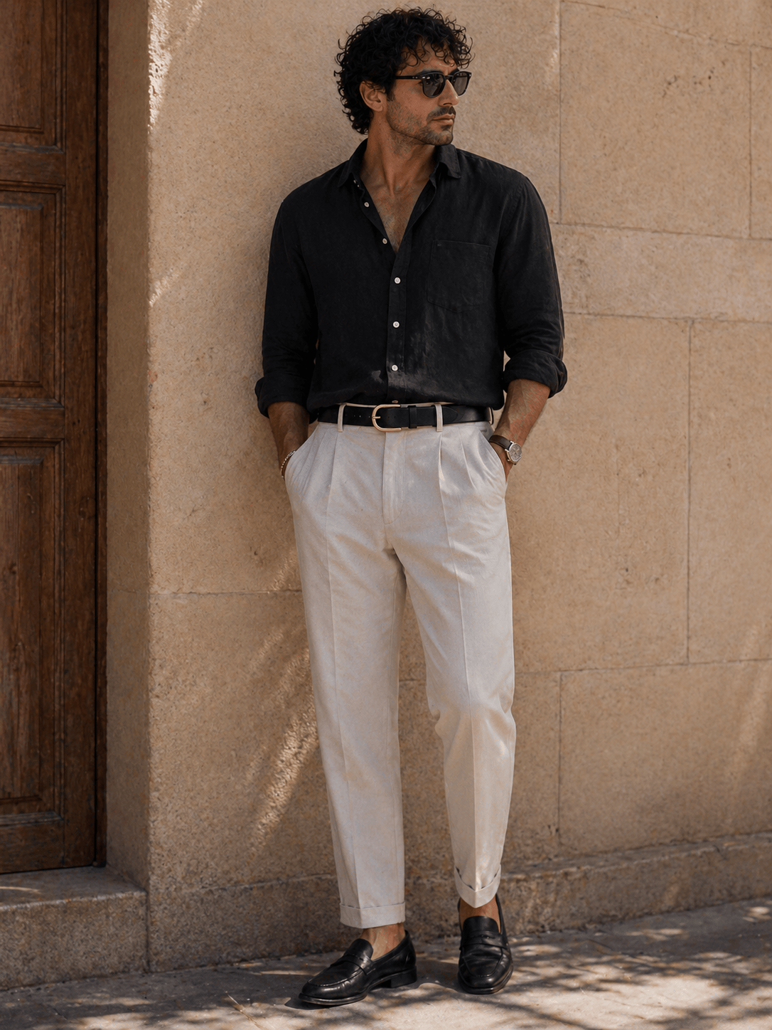 Ceinture boucle arrondie style homme - BOVERN