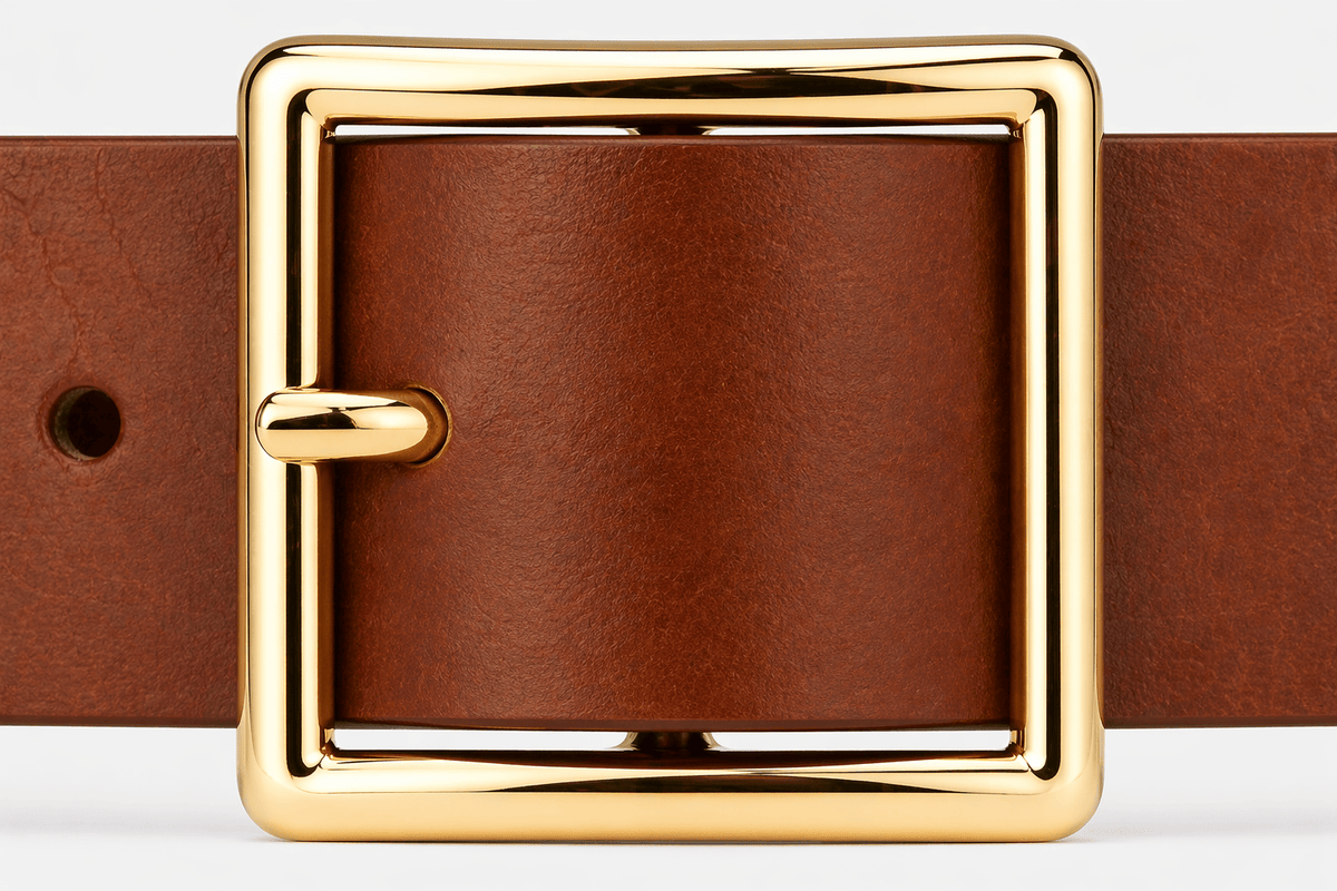Ceinture boucle carrée dorée femme - MIVXAR