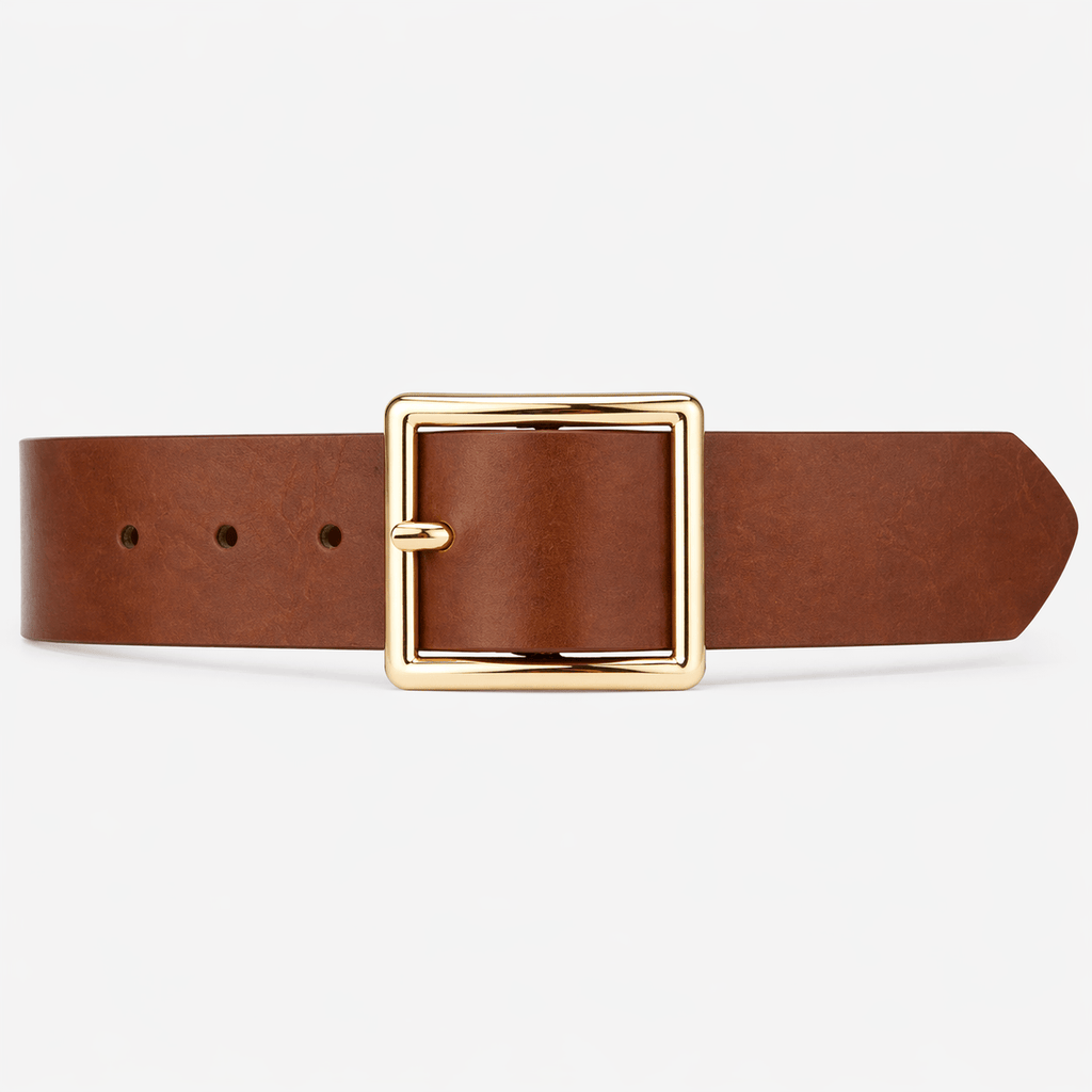 Ceinture boucle carrée dorée femme - MIVXAR