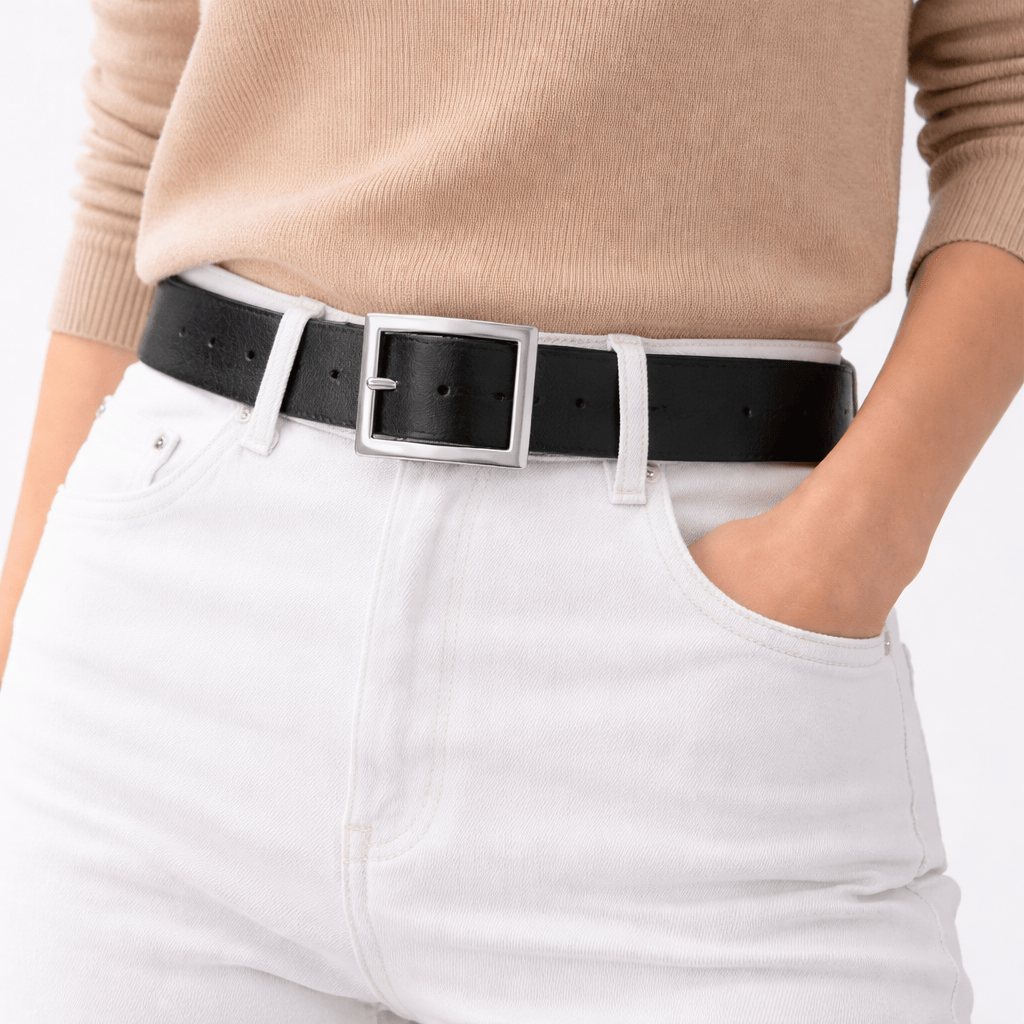 Ceinture boucle carrée noire femme - DURXEL