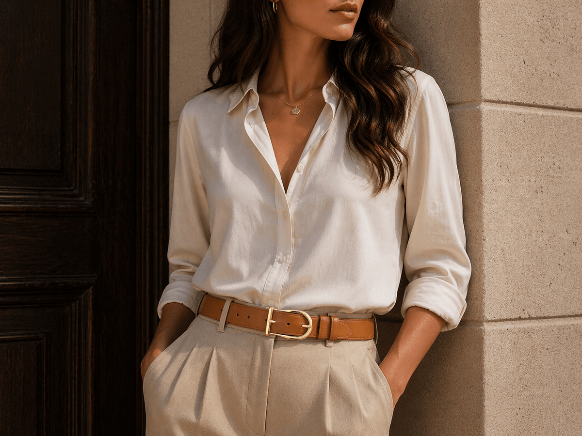 Ceinture boucle classique dorée femme - FONVAX