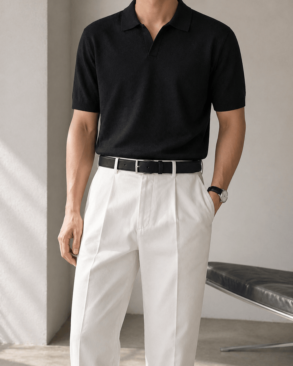 Ceinture Chino Noire Homme - NUVIRA