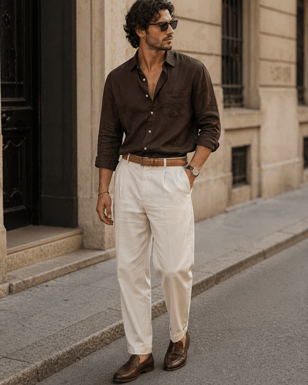 Ceinture crocodile marron homme - VERNIX