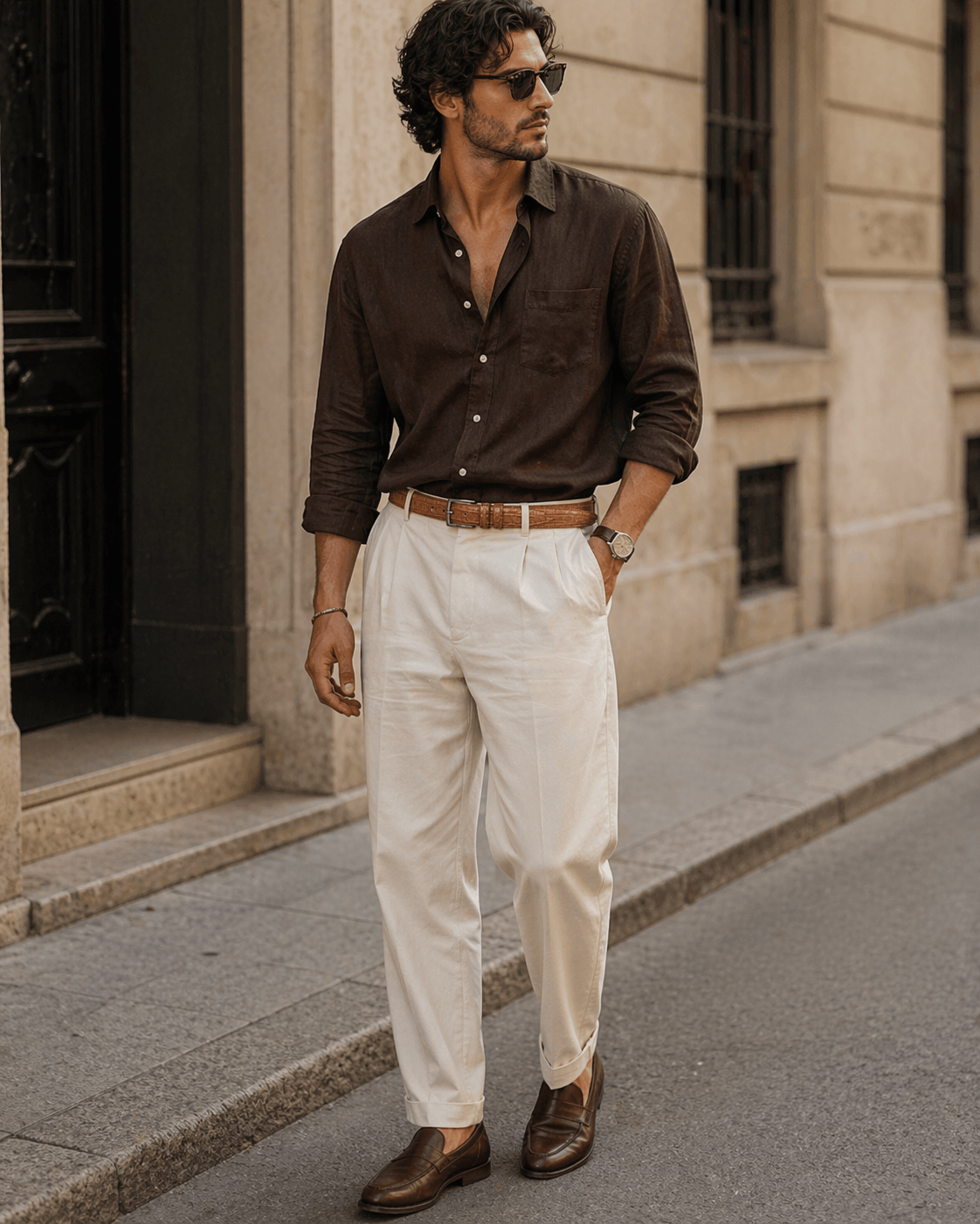 Ceinture crocodile marron homme - VERNIX