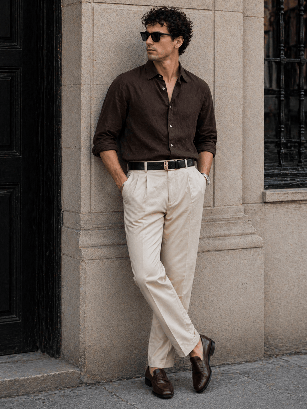 Ceinture cuir boucle dorée homme - TONFA