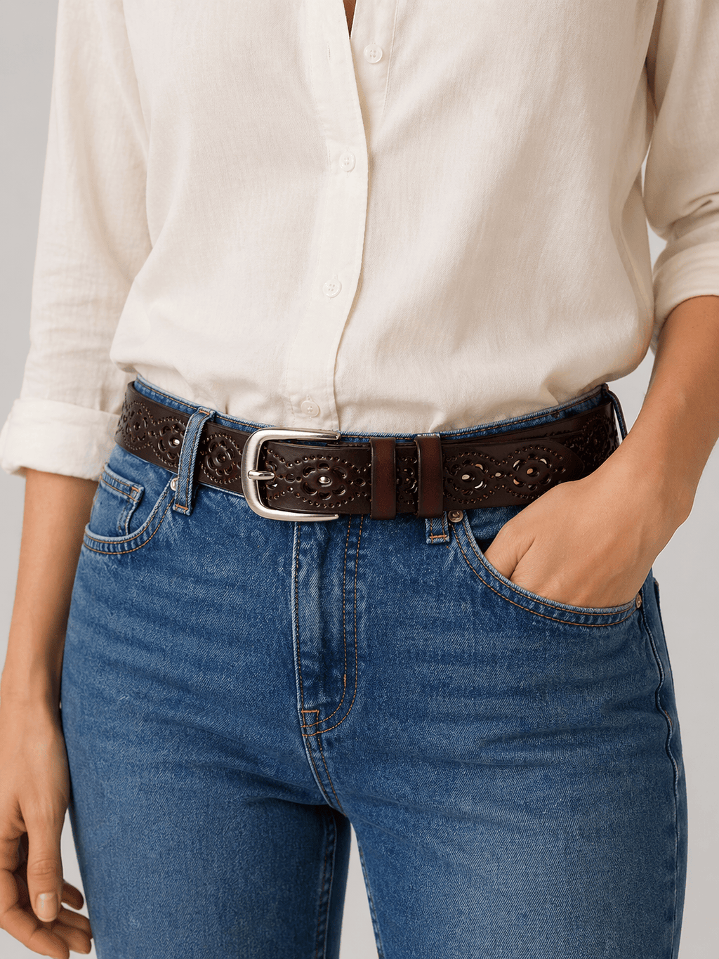 Ceinture cuir marron femme - PERVAN