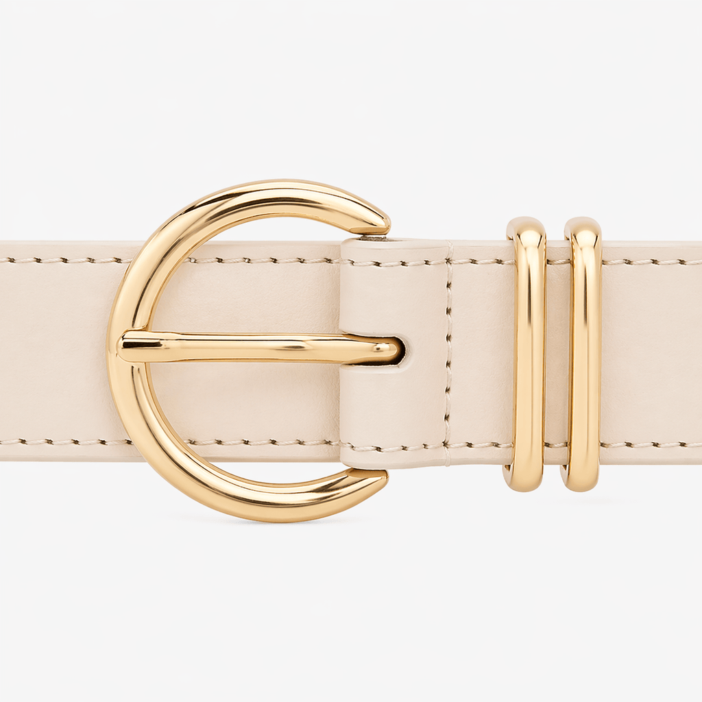 Ceinture en cuir beige femme - JULFAN