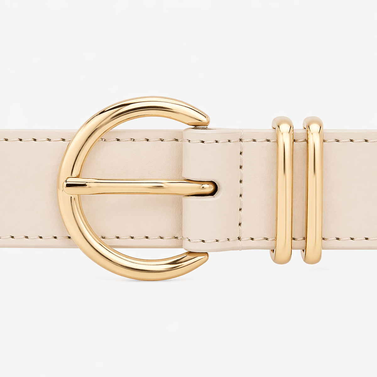 Ceinture en cuir beige femme - JULFAN