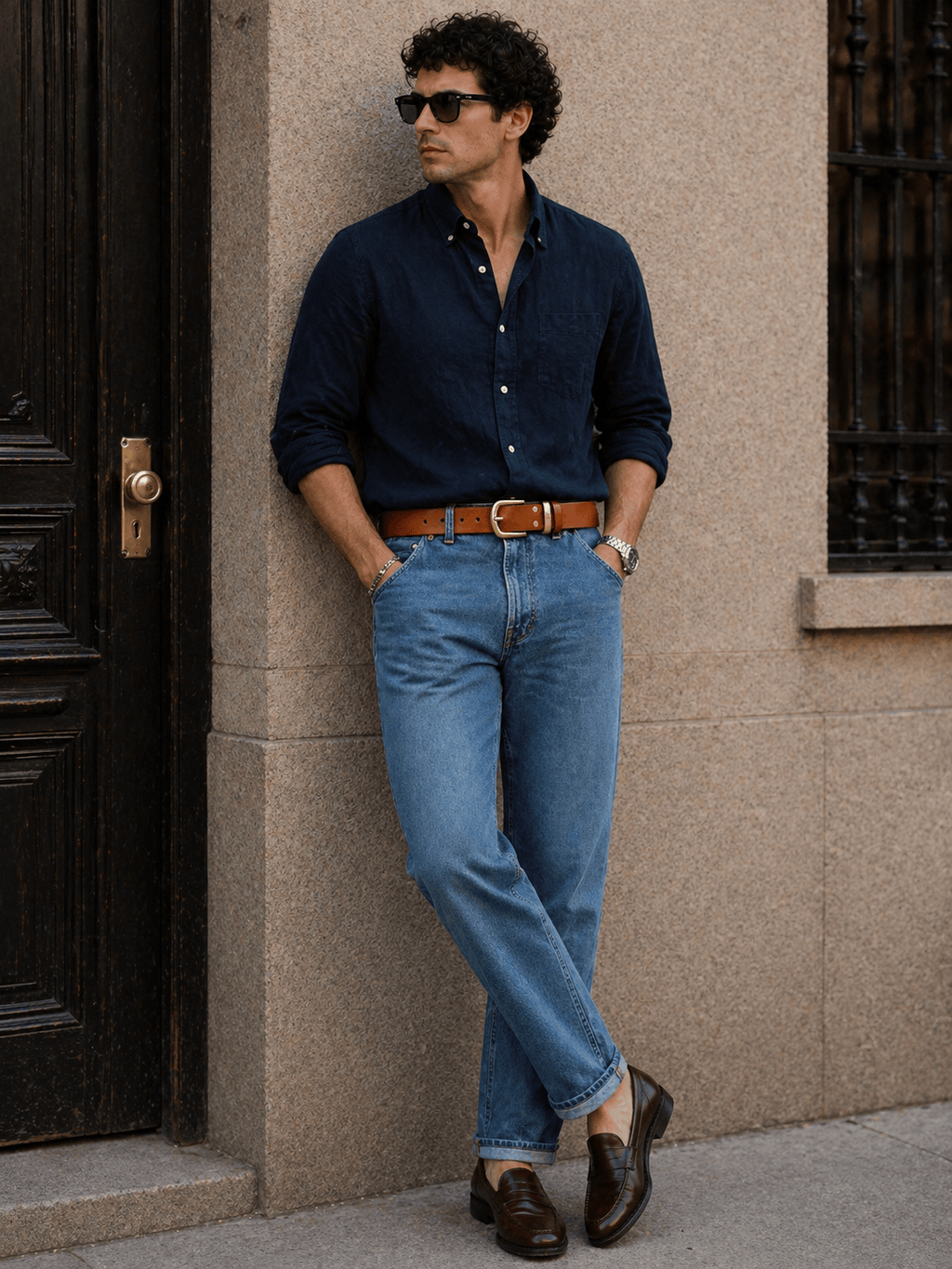 Ceinture en Cuir Camel Homme - TALBRAX