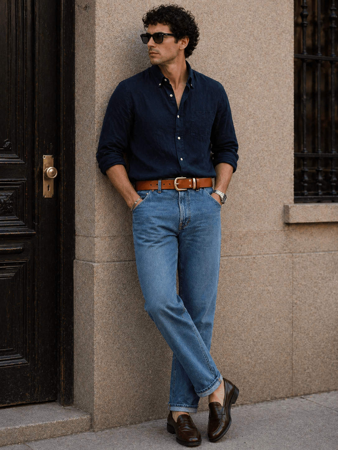 Ceinture en Cuir Camel Homme - TALBRAX