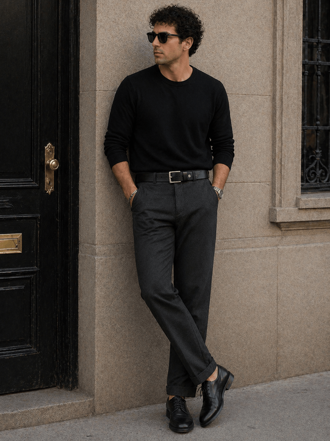 Ceinture en cuir noir homme - MANFA