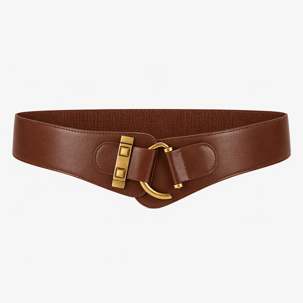 Ceinture large marron femme - LOMFEN