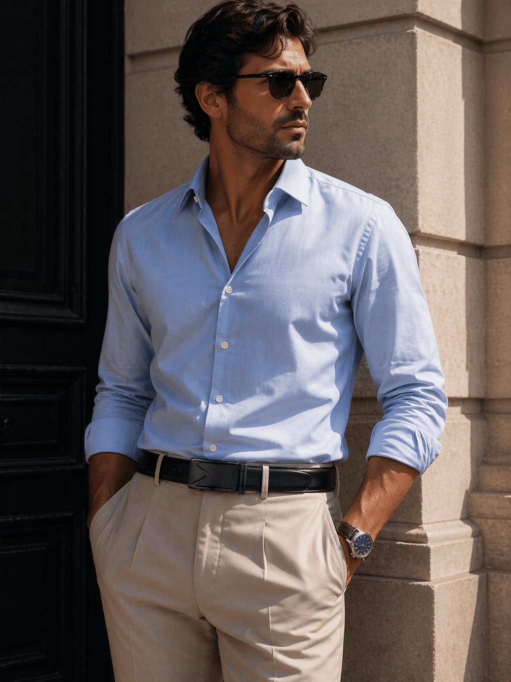 Ceinture noire ajustable homme - VOLGAN