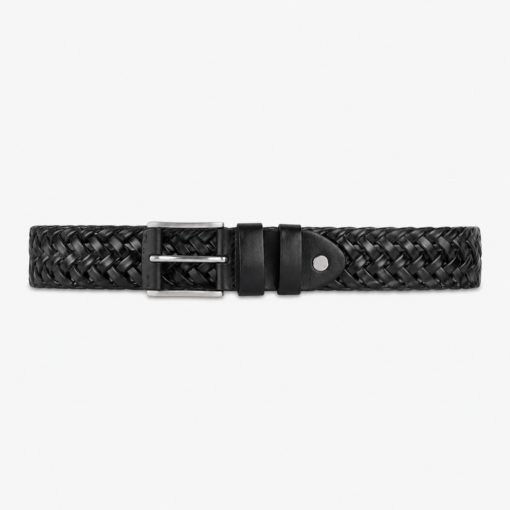 Ceinture tressée cuir noir homme - FABRON