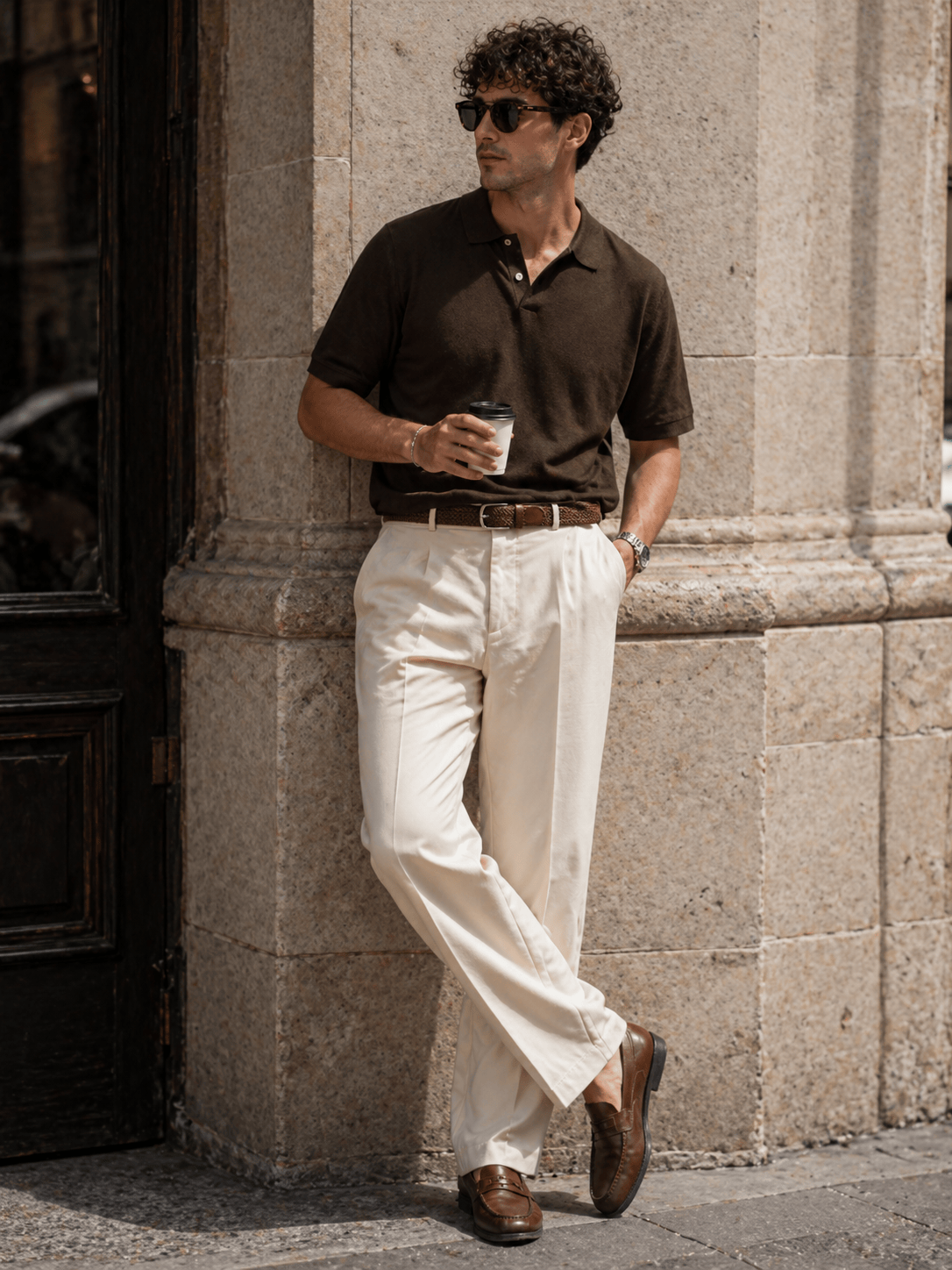 Ceinture tressée marron homme - NEXARO